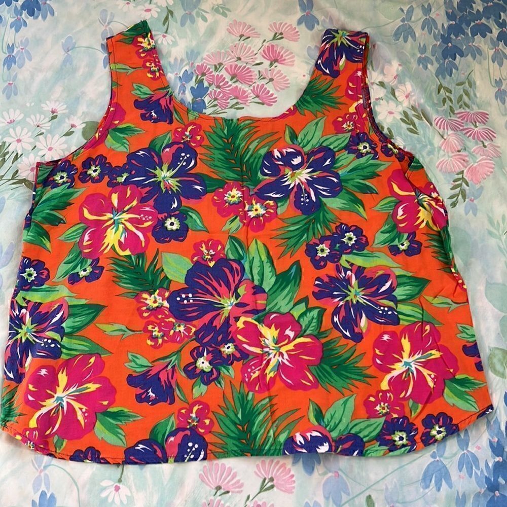 Vintage Hawaiian Print Tank Top Leilani Jones - Picture 6 of 6